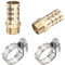 sourcing map Raccord Cannelé Laiton Tuyau Barbelé Droit 16mm x G3/8 Mâle Filetage Tuyau Connecteur avec Acier Inoxydable Tube Pince Paquet de 2