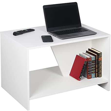 RICOO Couchtisch mit Stauraum 75 x 50 x 50 cm, Couchtisch Holz, Wohnzimmertisch für Couch Weiss – WM091-WM, Tisch Wohnzimmer Tisch, Sofatisch, Coffee Table, Couchtisch weiß klein