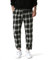 ENLACHIC Herren Casual Print Jogger Sweatpants Leinen Baumwolle Elastische Taille Kordelzug Tasche Lange Hosen, Black Plaid, XX-Large