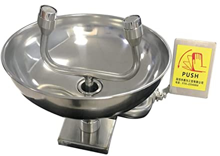 YUXINCAI Lavaojos De Emergencia Montado En La Pared, Estación De Lavado De Ojos De Seguridad Equipo De Lavado De Ojos De Acero Inoxidable, Manija para Ajustar El Flujo De Agua, Base Estable Y De Alta