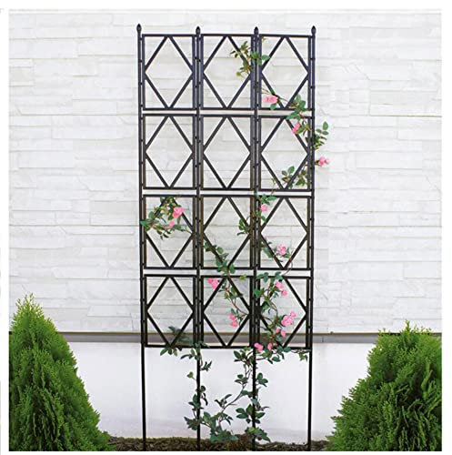 SMYORR Metal Trellis for Climbing Aid Plants Trellis Roses Wall Mounted Plant Grid for Garden Multifunctional Garden Frame W 60 cm/Black / H90cm