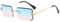 YUELUQU Retro Rahmenlose Sonnenbrille für Damen Herren Mode Retro Rechteck Brille Quadratische durchsichtige Sonnenbrille (A-Gold/Blau Rosa)
