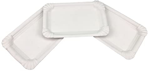 Commerline 250 Stück Pappteller 31 Rechteckig 13x20 cm | Einweggeschirr Kuchenteller Partygeschirr Partyteller | Einwegteller Papierteller Einmalgeschirr Imbissteller (250, Pappteller 31 (13x20 cm))
