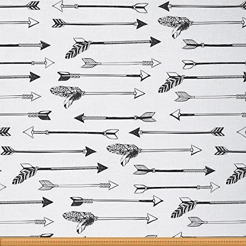 Pfeil-Stoff Meterware Vintage Stammes-Stil Polsterstoff Feder Dekostoff für Polsterung und Wohnakzente Diy Chic Drinnen Draußen Stoff, Grau, 92 x 150