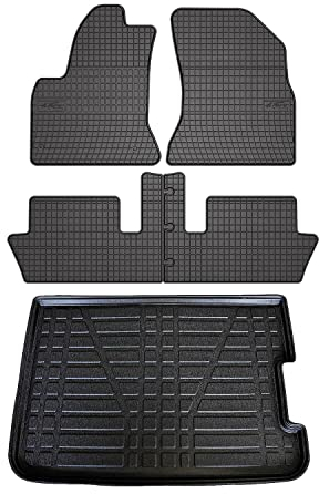OMAC Fußmatten & Kofferraumwanne Set kompatibel mit Citroen C4 Picasso 2006-2012 Gummi TPE 5X