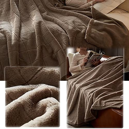 Felldecke als Kuscheldecke und Tagesdecke 180x200cm Wohndecke/Sofadecke Verdicken und Warm halten Winterdecke Plüsch-Bettdecke Für Bett Sofa Schlafzimmer, extra weiche, grau