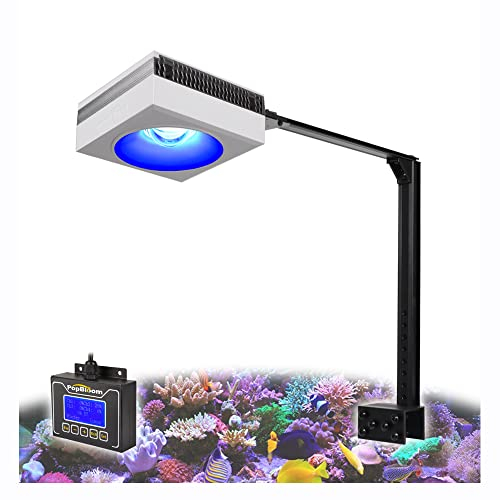 PopBloom RS90 Meerwasser Led Aquarium Beleuchtung, 4 Kanäle programmierbar Lampe Salzwasser Riff Aquarium Beleuchtung für Korallenriff Marine Fisch Tank SPS/LPS (Für 40-60cm (mit Armhalterung))