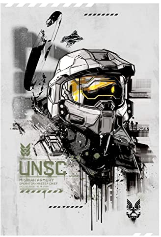Displate - Metallposter - Magnet-Montage - Halo Game - Halo Graphics - Master Chief Helmet - Größe M - 32x45cm Matt