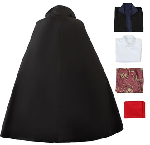 GWOKDAN Cosplay-Kostüm, Anime-Uniform, Hemd, Umhang, Halloween-Outfits, komplettes Set für Herren