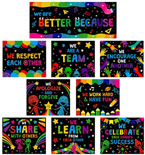10 Stück Klassenzimmer-Poster, bunte Pinnwand, Dekoration, Motivationsposter, We Are Better Poster, Banner für Schule und Klassenzimmer, Kindergarten, Vorschule, Grundschule, Mittelschule (30 x 25cm)