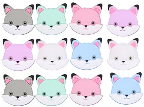WEWAYSMILE 12 Stück Geometrie Silikonperlen, Bunte Runde Silikonperlen, Für Schlüsselanhänger Halskette Armband Basteln DIY(Katze)