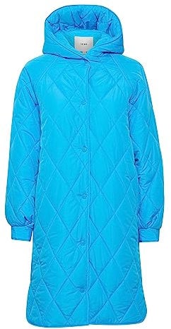 ICHI IHHANSA JA Damen Steppmantel Wintermantel Winterjacke Steppmantel mit Druckknöpfen und Kapuze, Größe:XL, Farbe:Blithe (174336)