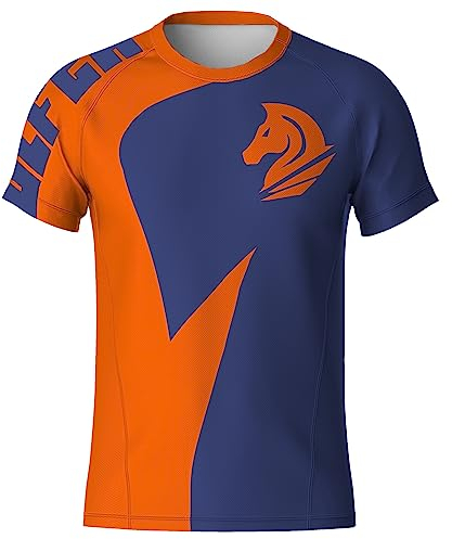 FFFF & OLFEH Herren Mountainbike MTB Top Kurzarm, Fahrradbekleidung Fahrrad Trikot T Shirt Für Männer, Atmungsaktive Cycling Jersey Schnell Trocknen Radsport Bekleidung MTB BMX (XL,Orange)