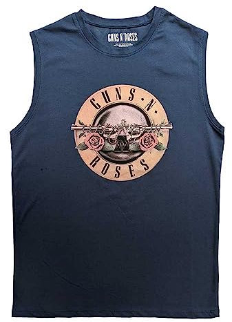 Guns N' Roses Tank Top Muscle T Shirt Classic Band Logo Official Unisex Blue M