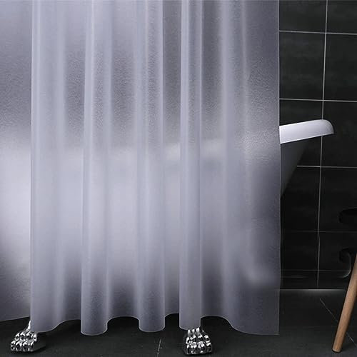 Rideau de Douche Transparent, Rideaux de Douche pour Baignoire, Salle de Bain, Antibactérien en EVA avec Motif de Texture Mate Semi-Transparente, Transparent, 200x240CM