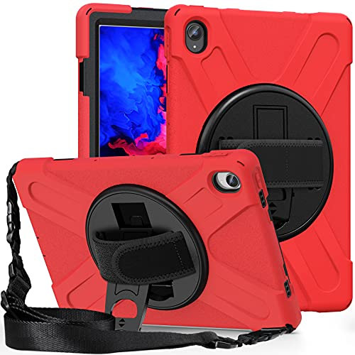 Juaupepo Funda resistente para Lenovo Tab P11 de 11 pulgadas 2020(TB-J606F)/P11 Plus 2021 (TB-J616F), funda híbrida portátil a prueba de golpes con mango giratorio de gancho y bucle giratorio de 360°,