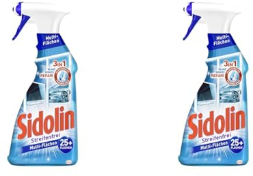Sidolin Multi-Flächen-Reiniger, Sprühflasche, 500 ml, für streifenfreien Glanz auf über 25 Flächen mit Flüssigglas Technologie (Packung mit 2)