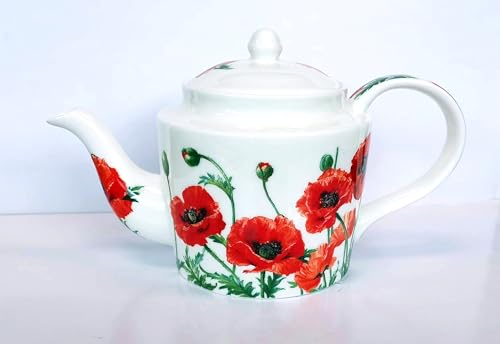 fine Bone China 4 Cup teapot Poppy Design