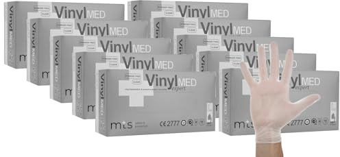 MTS Safety & Protection Einweghandschuhe L - 1000 Stück/Box Vinylhandschuhe Transparenz - Einmalhandschuhe Puderfreie Handschuhe Diagnose Vinyl Handschuhe Einweg Gloves (L, 1000 Stück)