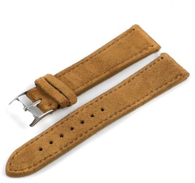 Klauer Wildleder-Leder-Uhren-Band 18-22mm Leder Ersatzarmband, Braun, 20mm