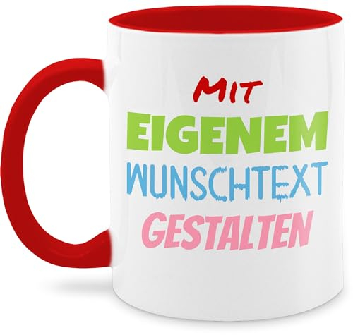 Tasse Tassen 325ml - Aufdruck selbst gestalten - Wunschtext I Mit eigenem Text personalisiert I Custom Text - 325 ml - Rot - arbeitstassen paartassen personalisierte beschriften glühweintassen