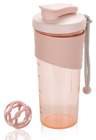 OUOUMUF Protein Shaker,shaker für proteinshakes- für super cremige Fitness Eiweiß Shakes,shaker proteinshaker 700ml - Langlebiger, Auslaufsicherer, Geruchsneutraler Shake Becher BPA-frei(Pink)