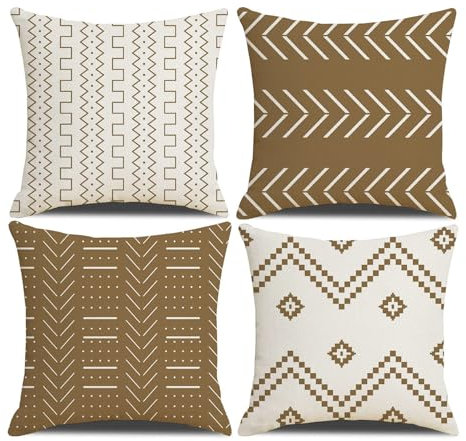 DWDC Fundas de Cojines 45 x 45 cm Farmhouse, Juego de 4 Cuadradas Con Textura Patchwork Gris Para Sofá, Silla, Dormitorio, Decoración Moderna Hogar y Oficina