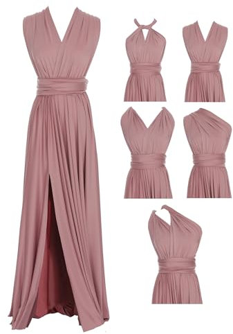 Edaydress Ein Kleid in voller Länge mit über 100 Stilen, vielseitig einsetzbar, umwandelbar, unendlicher Schlitz, Brautjungfernkleider, 41 Light Polignac, Einheitsgröße