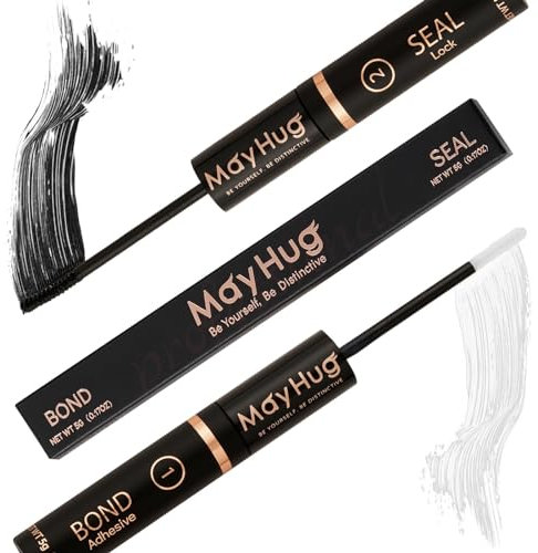 Mayhug Colla Ciglia Finte Waterproof Colla per Ciglia Finte Professional Bond e Seal Ciglia Durata 72 Ore Colla Extension Ciglia 10ML Nero(Z1 Style)