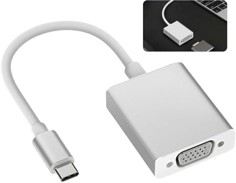 Adaptateur USB-C vers VGA Haute Définition, Conversion de Thund er bolt 3 en VGA, Connecteur Type-C Mâle vers VGA Femelle pour Connexion d'Ordinateurs Portables et Tablettes à Écrans et Projecteurs