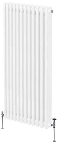 Radiatore Termosifone a 3 Colonne 1500 x 562mm Moderno Centralizzato Bianco in Acciaio Inox Verticale a Parete Cucina Soggiorno Bagno Kit di Fissaggio e Spazzola Inclusi