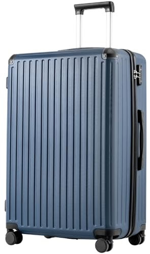 COOLIFE Suitcase Trolley Carry on Hand Cabin Luggage Hard Shell Suitcase Lightweight ABS Material with TSA Lock Telescopic Handle and 4 Dual Spinner Wheels (Dark Blue, 28 Inch)