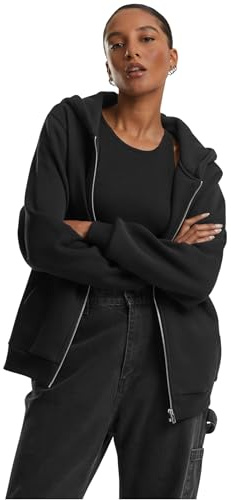 Urban Classics Men's TB7286-Ladies Fluffy Zip Hoody Sweatshirt, Black, XXL