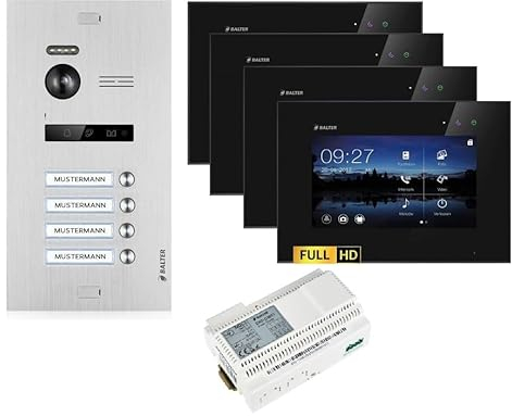 BALTER EVO HD Video Türsprechanlage Silver für 4 Familienhaus Kit, 4x Monitor schwarz 7