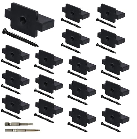 Emiif Verbund-Terrassen-Clips, 100 Stück, verdeckte Terrassenbefestigungen, Edelstahl-Befestigungen für Terrassendielen mit selbstschneidenden Schrauben