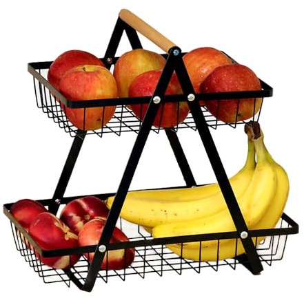 DECCARO Obstkorb Etagere, 2-stöckig, schwarz, mittel