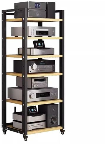 6-stufiger Stereo-Ständer, Komponenten-Audio-Video-Rack, Home-Office-Wohnzimmer-Verstärker, DVD-CD-Player, TV-Zubehör, Receiver, Spiel, AV-Medien-Aufbewahrungsregal, Eck-Entertainment-Center