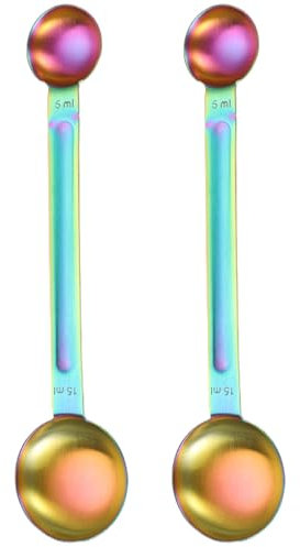 Coffee Measuring Scoop Measuring Spoons 2Pcs Double Heads Coffee Measuring Spoon, 5ml & 15ml Tablespoon Measuring Spoon Stainless Steel Long Handle Measuring Spoons for Precis Baking Measurements