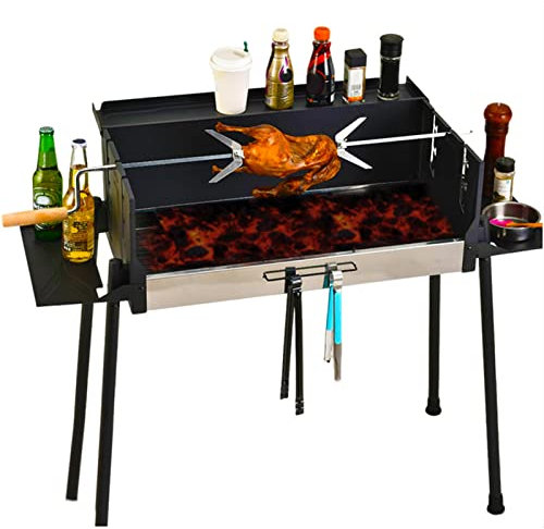 Gasgrill 4 Brenner, Holzkohlegrill aus Edelstahl, Smoker Grill mit Faltbarem Design, Tragbar & Leicht zu Reinigen, Ideal für Camping & Outdoor BBQ, Fine Dining Grill & BBQ