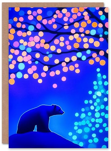 Wee Blue Coo Greeting Card Winter Wonderland Tree Fairy Lights Polar Bear Blank For Him Or Her Art Xmas Christmas Card