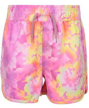 Mountain Warehouse Patterned Girls Boardshorts - Lightweight Swim Shorts with Adjustable Waist, Easy Care Bottoms - Spring Summer, Beach, Swimming, Pool Coral (01) 9-10y