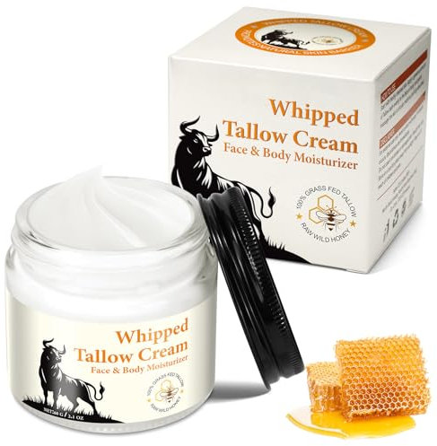 Beef Tallow Cream 60g, Beef Tallow Face & Body Cream, 100% natürliche Tallow Creme für Gesicht und Körper, spendet Feuchtigkeit und nährt trockene Haut intensiv