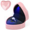 ZOMKIFA Scatola Anelli con Luce a LED, Scatola Anelli di Velluto, Scatolette Regalo di Gioielli, Scatola Decorativa Anelli, Scatola Anelli Cuore per Fidanzamento Proposta Matrimonio Natale (Rosa)
