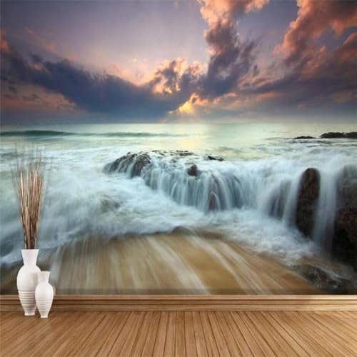 WEIMEIJIE Modern Sunset Wave Scenery tv Background Mural Large 3D Wallpaper Mural Living Room Bedroom Decoration