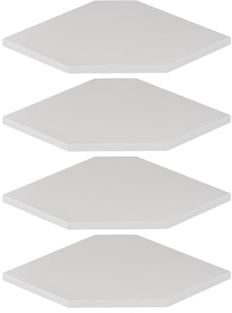 JJL Eckregal, 30 cm Eckregal Wandmontage mit Drahtloch, 4 Etagen 33,7 cm Tiefe Holz-Eck-Hängeregale für Wandaufbewahrung, für Lautsprecher, Kabelbox, Weiß