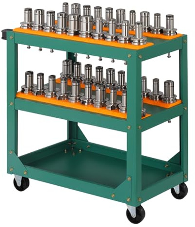 TRAGLO Robuster rollender Werkzeugwagen mit Rädern, CNC-Werkzeughalter, Allzweckwagen, Industrie-Servicewagen mit Griff für Lager, Garage, Reparaturwerkstatt(2 Layer BT50)