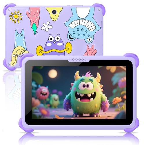 Tablette Android de 7 pour enfants de 3 à 12 ans, tablette Android de 32 Go avec étui solide, YouTube, Netflix, GMS, Bluetooth, Wi-Fi, applications d'apprentissage éducatives installées, contrôle