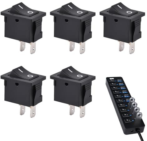 5 Piezas Interruptor Basculante 2 Pines SPST, Interruptor KCD1 Rectangular On/Off para Automóviles 10A/125V 6A/250V, Mini Interruptor Electrónico Conexión Rápida, Resistente al Agua, Instalación Fácil