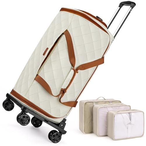 Kleidersack zum Rollen für Reisen, 50 l, Seesack mit Schuhfach, 4 Stück | 4-in-1-Handgepäcktasche mit Rollen, abnehmbarer Trolley, faltenfreie Aufbewahrung für Ausflüge, Hochzeiten und Übernachtungen