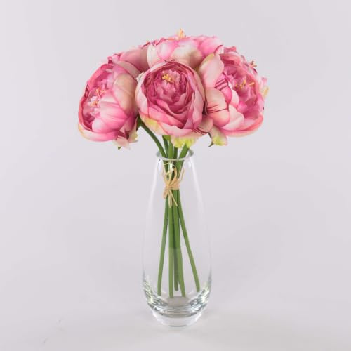 artplants.de Kunst Pfingstrosen Bund LISSADA, rosa-pink, 30cm | Künstlicher Pfingstrosenstrauß